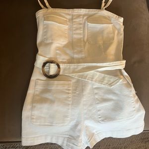 White canvas romper